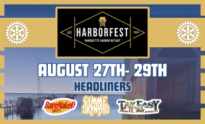 Harborfest, August 27th - 29th over image of Marquettes lower harbor ore dock